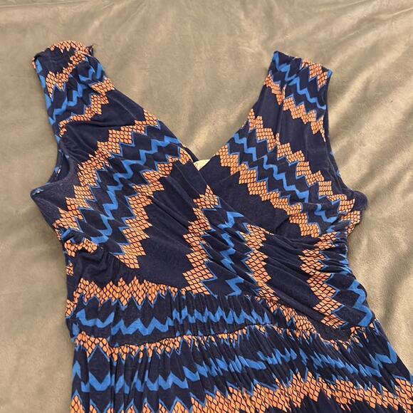 Plenty Tracy Reese Size L Print Knit Surplice Dress Woman Full Skirt Sleeveless - Picture 6 of 9